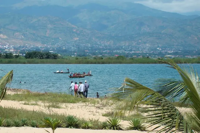 View of Bujumbura and Lake Tanganyika from one of the beaches north of the capital