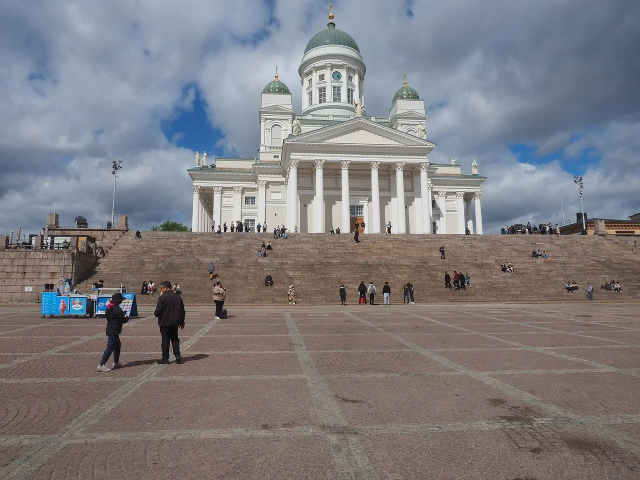 Helsinki Cathedral at the top of the steps above Senate Square