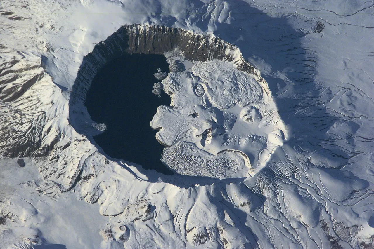 Satellite view of the Nemrut crater lake above Tatvan